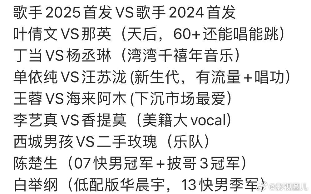 歌手2025首发阵容