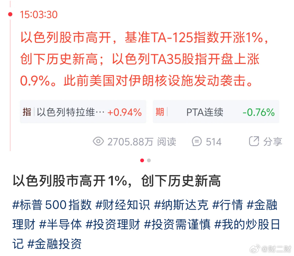 以色列股市刷新历史高点，投资魅力持续显现